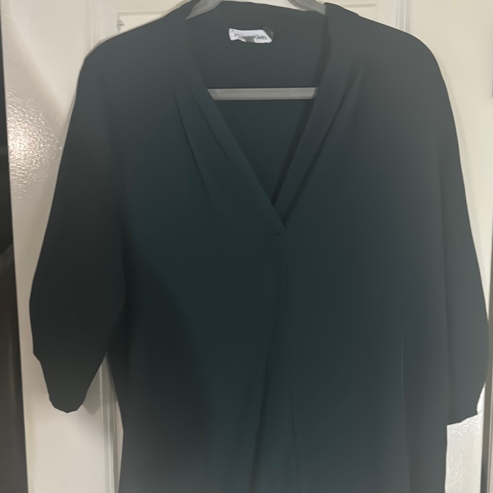 Calvin Klein Black 3/4 Sleeve Wrap Blouse